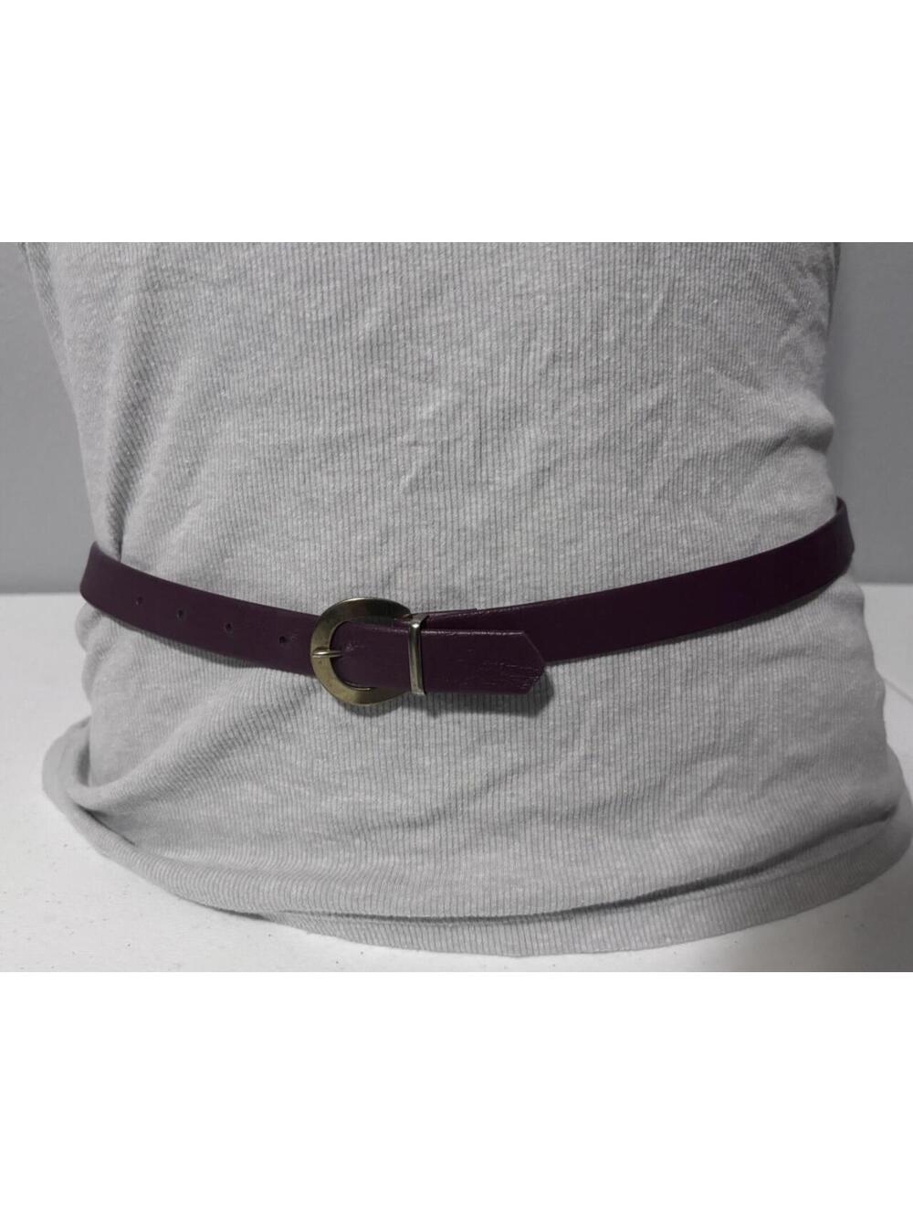 Vintage Thin Maroon Faux Leather Belt Medium